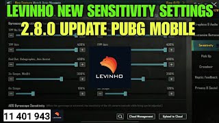 LEVINHO NEW SENSITIVITY SETTINGS  280 UPDATE PUBG MOBILE [upl. by Eittap]