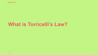 What is Torricelli’s Law [upl. by Trina]