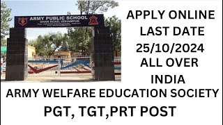 ARMY SCHOOL Army Welfare Education Society Recruitment 2024 – PGT TGT amp PRT Posts DIMASATHAIRELEE [upl. by Naols508]