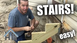 How to build stairs Install stringers and treads [upl. by Gurolinick]