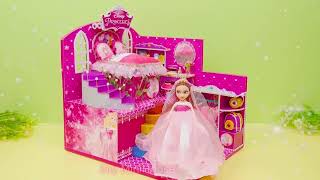 DIY mini doll house Princess Auroras pink castle DIY MiniHouse [upl. by Leede]