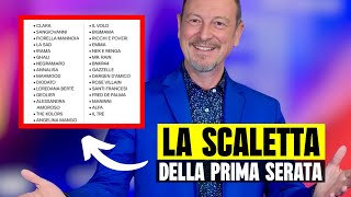 SANREMO 2024 ECCO LA SCALETTA DEI CANTANTI DELLA PRIMA SERATA [upl. by Aynek]