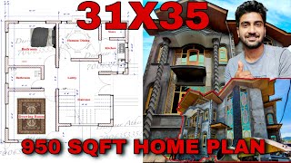 Tiny house design  949 sqft 31x35  Beautiful House [upl. by Goebel]