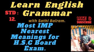 Most IMP Nearest Meanings for HSC Board Exam [upl. by Ybbed]