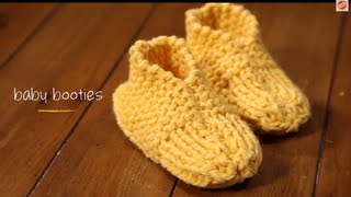 Knit Baby Booties with pattern  1 Hour Project Knitting Tutorial with Stefanie Japel [upl. by Ebner416]