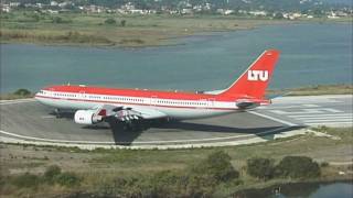 Amazing airplane taxi pirouette LTU Airbus A330223 Corfu airport Greece [upl. by Noroj181]