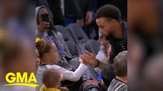 Steph Curry and his daughter have the cutest handshake [upl. by Culberson731]