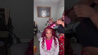 Frontal Wig Install 🩷🖤 houstonhairstylist youtubeshorts [upl. by Affay]