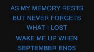 Green DayWake Me Up When September Ends lyrics [upl. by Jessey]