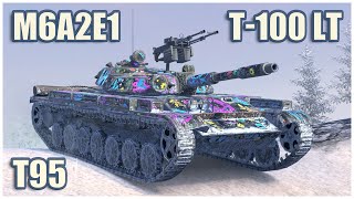 M6A2E1 EXP T95 amp T100 LT • WoT Blitz Gameplay [upl. by Haynor]