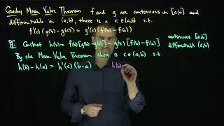 The Cauchy Mean Value Theorem [upl. by Livvie729]