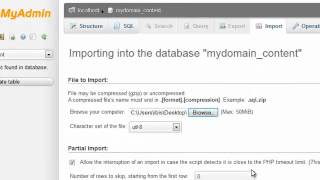 Importing MySQL databases and tables using phpMyAdmin [upl. by Liag353]