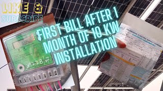 FIRST BILL AFTER SOLAR INSTALLATION 10 KW SYSTEM NET METTERING solar netmetering [upl. by Dorr]