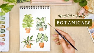 Easy Watercolor Botanical Painting Tutorial for Beginners • How To Paint Watercolor Indoor Plants 🪴 [upl. by Shumway]