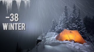 38C EXTREME COLD WINTER CAMPING in a HOT Tent Inside Tent Winter Camping ASMR [upl. by Eyr]