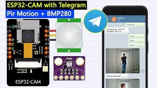 ESP32 CAM PIR Motion  BMP280 With Telegram web  Take Photos Control Outputs Request Sensor [upl. by Roswell]