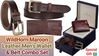 WildHorn Maroon Leather Mens Wallet amp Belt Combo Set  Gift 🎁 Pack  Premium quality leather [upl. by Archibald]