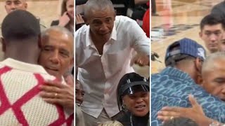 Barack Obama Dwyane Wade amp Carmelo Anthony Chat at Team USA vs Canada Exhibition [upl. by Hoes]