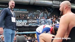 Tyson Fury Invites Otto Wallin into Ring at Public Workout Ahead of Dillian Whyte Clash at Wembley [upl. by Hitt]