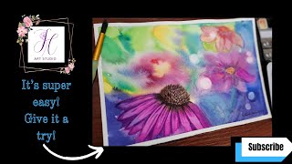 Watercolor Painting  Easy Bokeh Coneflower Tutorial [upl. by Odnumde]