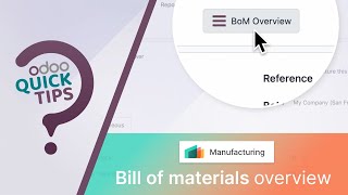 Odoo QuickTips  BOM overview Manufacturing [upl. by Eanyl258]