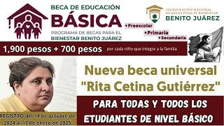 Nueva BECA quotRita Cetina Gutiérrezquot 20242025 👧🙍 PREESCOLAR PRIMARIA y SECUNDARIA 🔴 educaciónbásica [upl. by Allayne455]