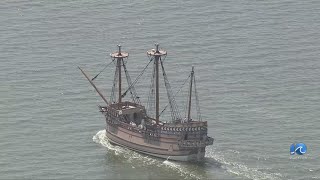 Recreation of historic Jamestown settler ship heads to Connecticut for preservation project [upl. by Nagek]