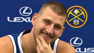 Nikola Jokic Reacts To New Goatee Russell Westbrook Signing At Nuggets Media Day [upl. by Nicolai]