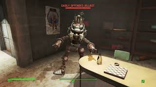 Mantella  Fallout 4  Generative AI  Testing the aggro system with an easily offended Killbot [upl. by Nesyrb565]