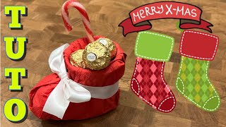 Botte de Noël pour bonbons et chocolats en serviette pour une jolie décoration de table christmas [upl. by Amitarp508]