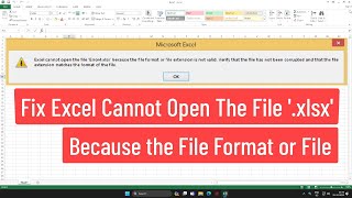 Fix Excel cannot open the file xlsx because the file format or file extension [upl. by Doherty277]