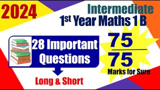 Inter 2024 Inter Maths 1B 1st Year important Questions [upl. by Ynnatirb]