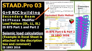 Staadpro 03Seismic Load in staadpro Part 01G9 RCC building [upl. by Sibilla]