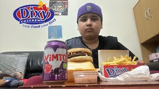 DIXY CHICKEN COMBO BURGER FRIES AND NUGGETS  MUKBANG [upl. by Naenej]