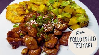 POLLO ESTILO TERIYAKI CON ENSALADA DE MANGO 🥭 recetasfaciles teriyaki [upl. by Idnat]