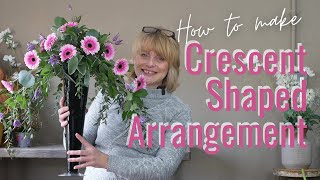 How to make a Crescent Flower ArrangementHOW TO ARRANGE FLOWERS IN FOAM  learn to arrange flowers [upl. by Halbert256]