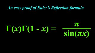 An easy proof of Eulers Reflection formula [upl. by Lenz]