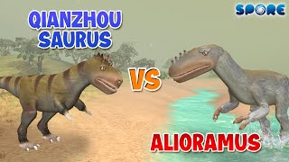 Qianzhousaurus vs Alioramus  Tyrannosaur Faceoff S1E8  SPORE [upl. by Annaliese]