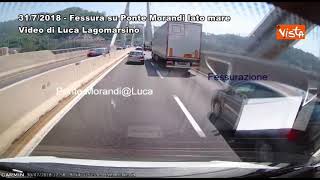 Ponte Morandi in un video del 31 Luglio una fessura sulla carreggiata lato mare [upl. by Krasnoff]