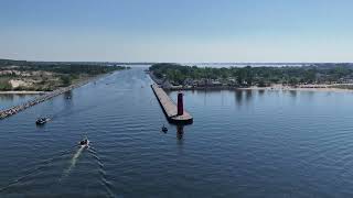 Muskegon South Breakwater Light to Muskegon South Pierhead Lighthouse [upl. by Karlise]