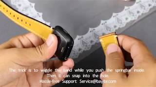 BAYITE 4M602 leather bands installation guide for fitbit versa how to change band [upl. by Paulo]