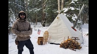 SNOWTREKKER amp WEATHERWOOL HOT TENT CAMPING AND ICEFISHING FOR NORTHERN PIKE [upl. by Eerehc]