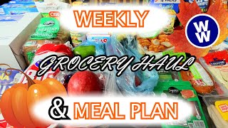 Weekly Grocery Haul 2 Stores🛒 Points Included ➕✨FAMILY FRIENDLY✨ Weight Watchers Weekly Meal Plan🍴 [upl. by Odnala301]