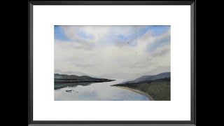 Easy beginner Watercolour Scotland Loch scene amp reflections step by step 12 min version watercolor [upl. by Yentirb]