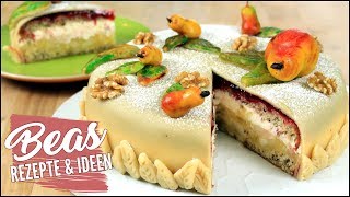 Himmlische Marzipan Sahnetorte Rezept  mit Birne [upl. by Lleznov703]