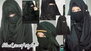 How to make stylish and decent Hijab style with a black scarf [upl. by Aneetsirk]