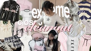 🩰 EXTREME CLOSET CLEANOUT MAKEOVER  TOUR 🎧🎀 organization decluttering aesthetic coquette｡˚♡ [upl. by Sprage]