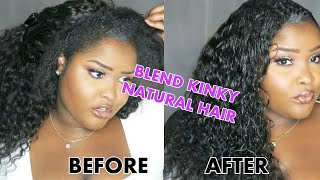 How to blend your natural hair with curly weave or synthetic hair SHINGLING METHOD  NO HEAT [upl. by Libbey]