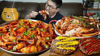 밥도둑 메뉴 오징어두부두루치기와 직접만든겉절이 떡갈비 요리 먹방 MUKBANG [upl. by Aurelia135]