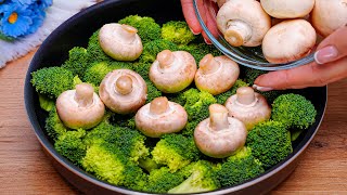 I cook this broccoli 3 times a week Recipe for broccoli and mushrooms in a frying pan Delicious [upl. by Ahsilrac381]